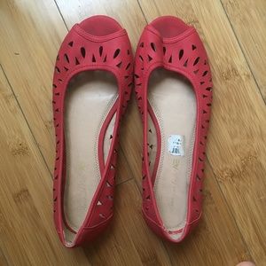 Open-toe American Eagle Red flats Size 9.5